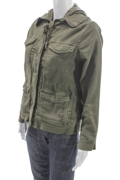 Chaser Womens Military Jacket Green Zip Long Sleeve Size M