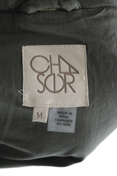 Chaser Womens Military Jacket Green Zip Long Sleeve Size M