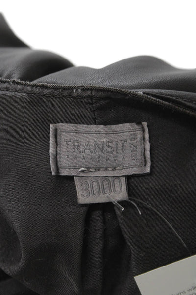 Transit Par Such Womens Basic Leather Snap Jacket Gray Long Sleeve Size 2