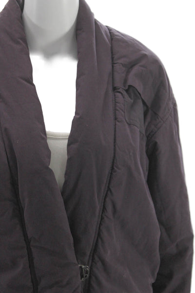 Humanoid Women Puffer Jacket Purple Cotton Buckle Long Sleeve Size XS