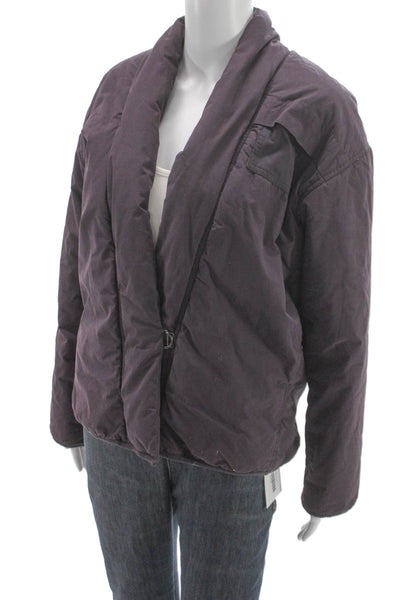 Humanoid Women Puffer Jacket Purple Cotton Buckle Long Sleeve Size XS