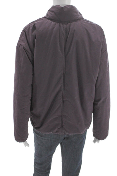 Humanoid Women Puffer Jacket Purple Cotton Buckle Long Sleeve Size XS
