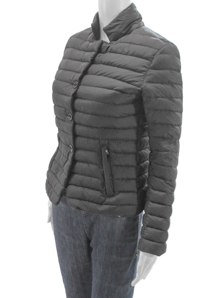 ELEVENTY Womens Gray Basic Jacket Button Long Sleeve Polyester Size S