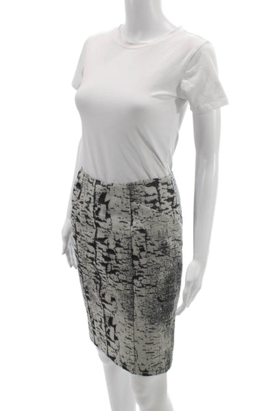 Brian Reyes Women Straight Pencil Wool Geometric Skirt Hook Eye Black Size 2