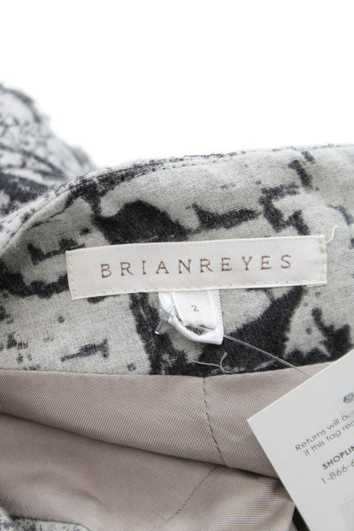 Brian Reyes Women Straight Pencil Wool Geometric Skirt Hook Eye Black Size 2