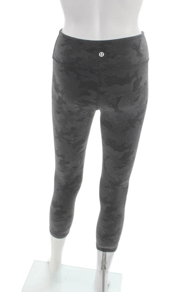 Lululemon Womens Cropped Camo Gray Leggings Polyester Pull On Size 4