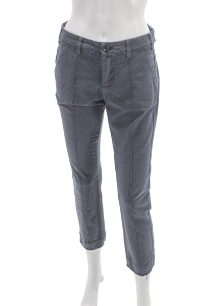 Hannes Roether Womens Cropped Gray Polyester Button Pants Size S