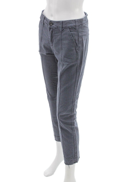 Hannes Roether Womens Cropped Gray Polyester Button Pants Size S