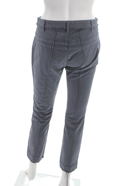 Hannes Roether Womens Cropped Gray Polyester Button Pants Size S