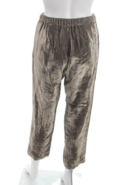 Humanoid Women Cropped Pants Gray Viscose Pull On 27in Inseam Size S