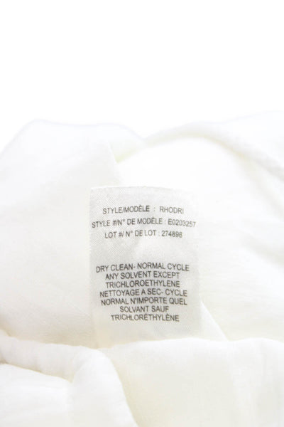 Theory Womens Cropped Pants White Linen Button Petite Size XS