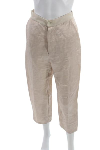 Elsa Esturgie Womens Cropped Linen Pants Beige Size 36