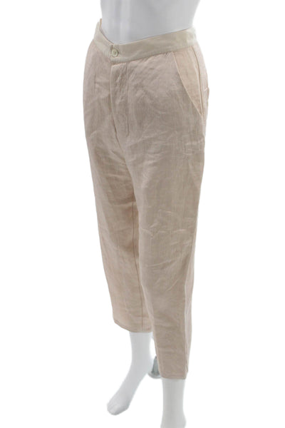 Elsa Esturgie Womens Cropped Linen Pants Beige Size 36