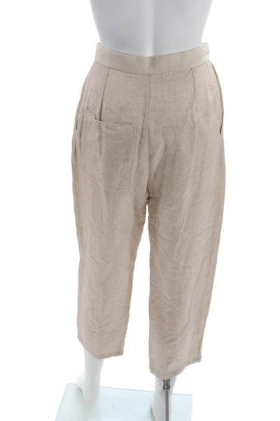 Elsa Esturgie Womens Cropped Linen Pants Beige Size 36