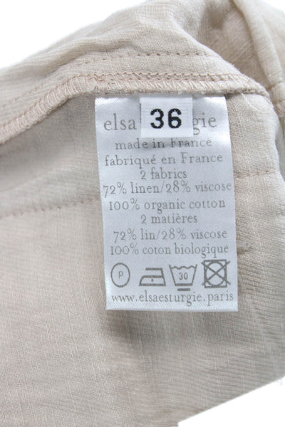 Elsa Esturgie Womens Cropped Linen Pants Beige Size 36