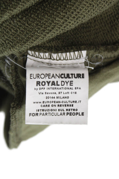 European Culture Unisex Cropped Green Cotton Drawstring Pants Size S