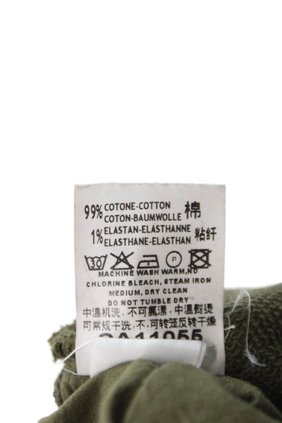 European Culture Unisex Cropped Green Cotton Drawstring Pants Size S