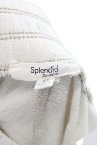 Splendid Women Cropped Pants Beige Recycled Polyester Drawstring Size XS