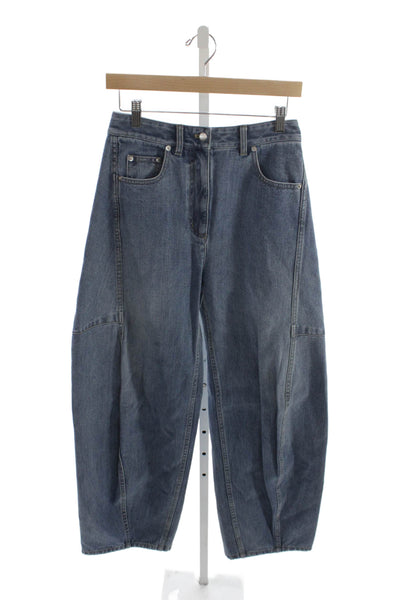 Tibi Womens Wide-Leg Blue Cotton Jeans Size 24
