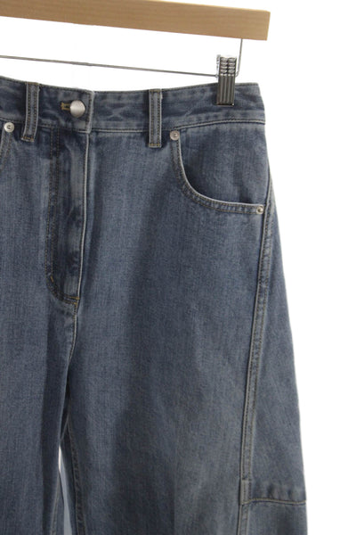 Tibi Womens Wide-Leg Blue Cotton Jeans Size 24