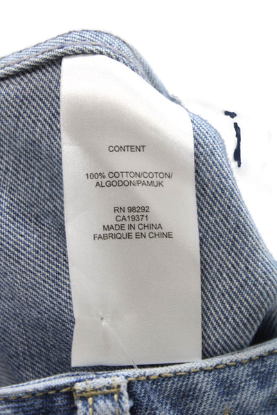 Tibi Womens Wide-Leg Blue Cotton Jeans Size 24