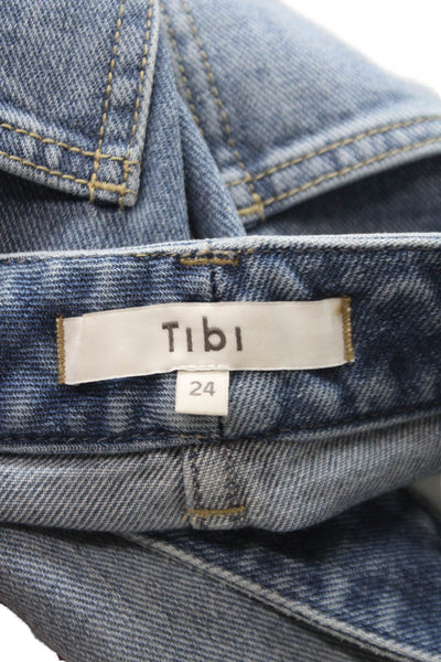 Tibi Womens Wide-Leg Blue Cotton Jeans Size 24