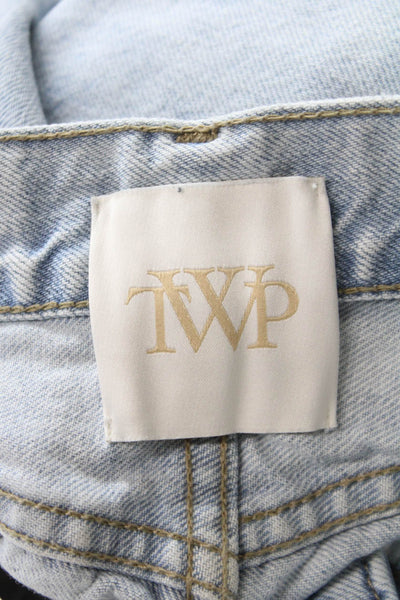 TWP Womens Straight Blue Jeans 100% Cotton Button Fly Size 24