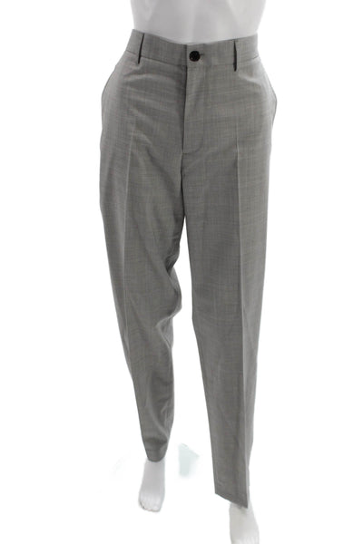 Theory Mens Gray Plaid Virgin Wool Blend Dress Pants Size 31