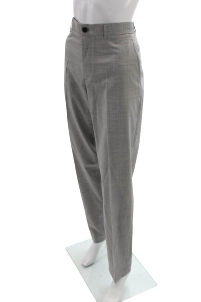 Theory Mens Gray Plaid Virgin Wool Blend Dress Pants Size 31