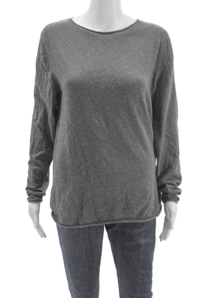 American Vintage Womens Cotton Long Sleeve T-Shirt Gray Round Neck Size L