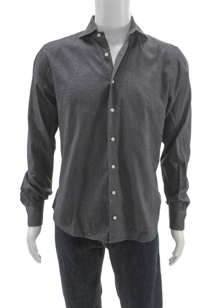Suit Supply Mens Button-Down Shirt Gray Egyptian Cotton Long Sleeve Size M