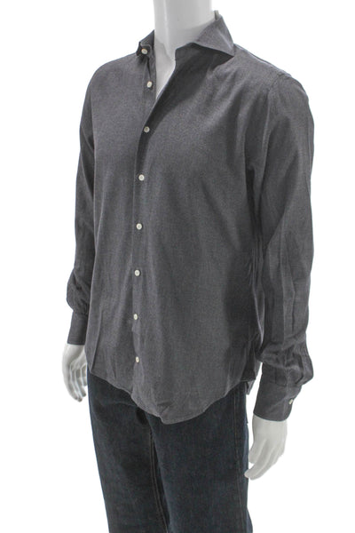 Suit Supply Mens Button-Down Shirt Gray Egyptian Cotton Long Sleeve Size M