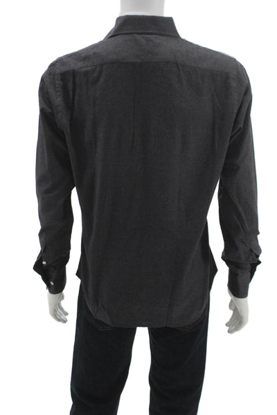 Suit Supply Mens Button-Down Shirt Gray Egyptian Cotton Long Sleeve Size M
