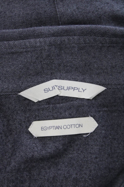Suit Supply Mens Button-Down Shirt Gray Egyptian Cotton Long Sleeve Size M