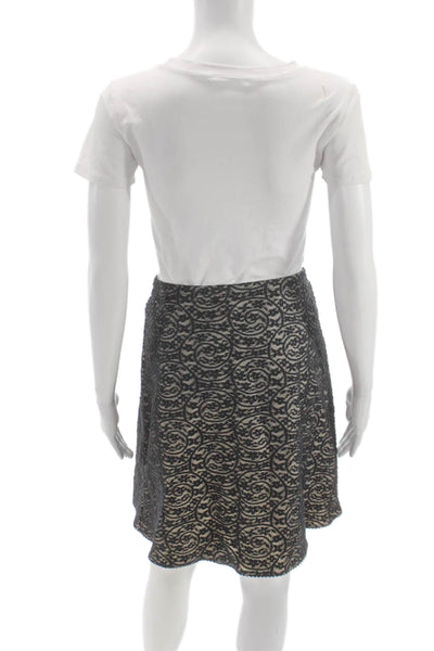 Wolford Womens A-Line Black Geometric Polyamide Short Skirt Size 4