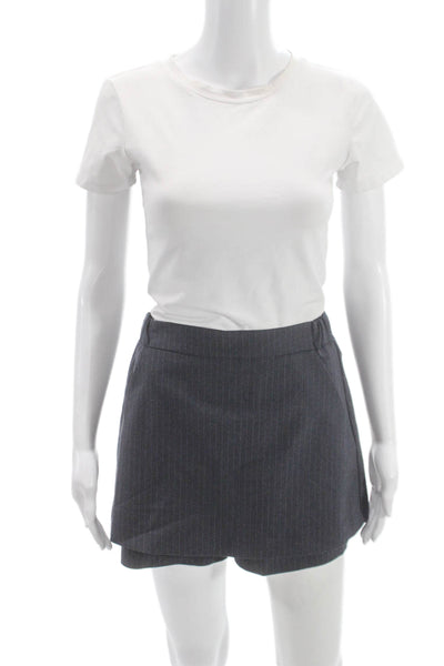 Maje Women Skort Gray Pinstripe Zip 55%Polyester 42%Wool Size 38