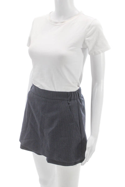 Maje Women Skort Gray Pinstripe Zip 55%Polyester 42%Wool Size 38