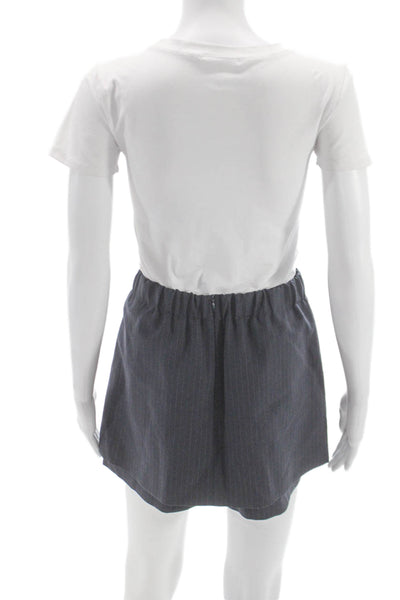 Maje Women Skort Gray Pinstripe Zip 55%Polyester 42%Wool Size 38
