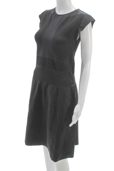 Wolford Womens Fit & Flare Gray Midi Dress Polyester Blend Short Sleeve Size S