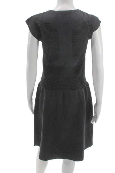 Wolford Womens Fit & Flare Gray Midi Dress Polyester Blend Short Sleeve Size S