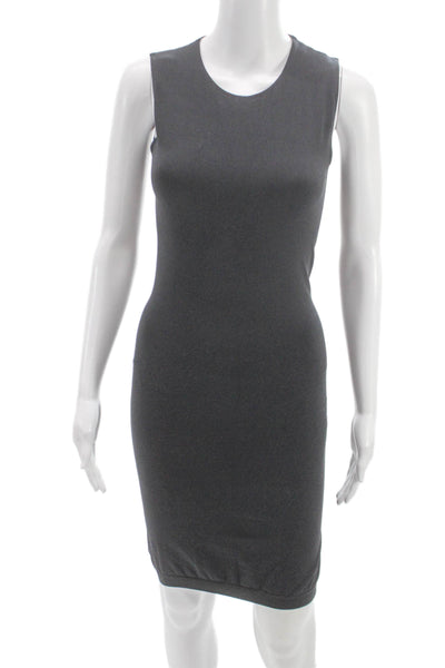 Wolford Women Bodycon Dress Gray Sleeveless Crew Neck Short Size S