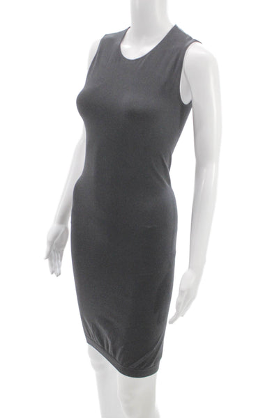 Wolford Women Bodycon Dress Gray Sleeveless Crew Neck Short Size S