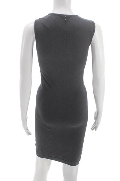 Wolford Women Bodycon Dress Gray Sleeveless Crew Neck Short Size S