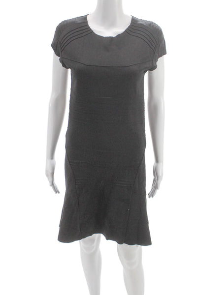 Maje Womens A-Line Dress Gray Short Sleeve Viscose Zip Size 3