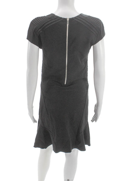 Maje Womens A-Line Dress Gray Short Sleeve Viscose Zip Size 3