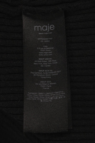 Maje Womens Sweater Dress Black V-Neck 3/4 Sleeve Viscose Size 40
