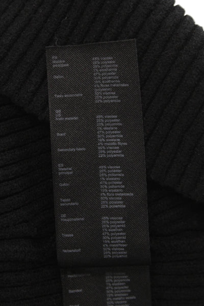 Maje Womens Sweater Dress Black V-Neck 3/4 Sleeve Viscose Size 40