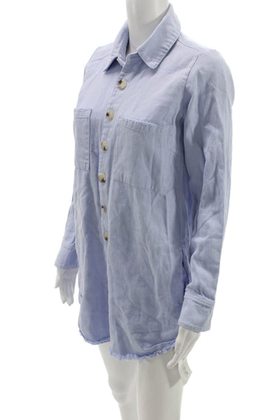 Show Me Your Mumu Womens Blue Cotton Long Sleeve Button-Up Romper Size XS