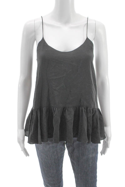 Club Monaco Women Camisole Silk Scoop Neck Gray Size XS Petite