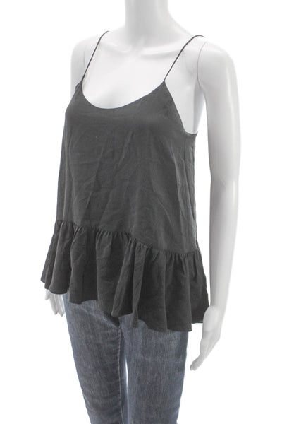 Club Monaco Women Camisole Silk Scoop Neck Gray Size XS Petite
